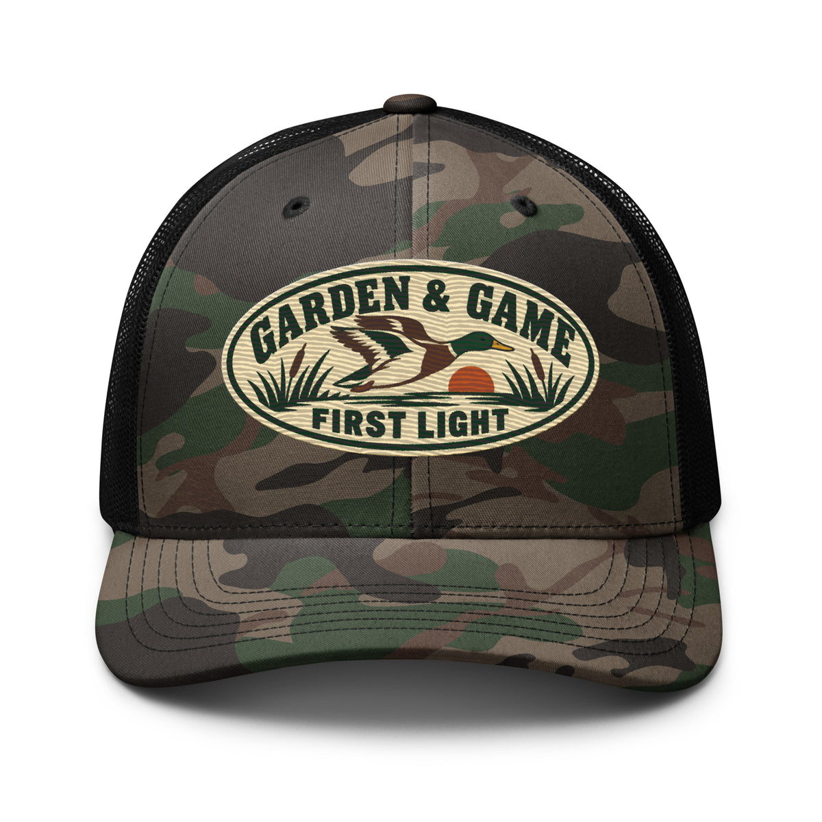 First Light Camo Badge Trucker Hat
