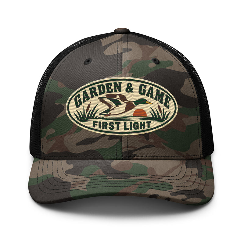 First Light Camo Badge Trucker Hat